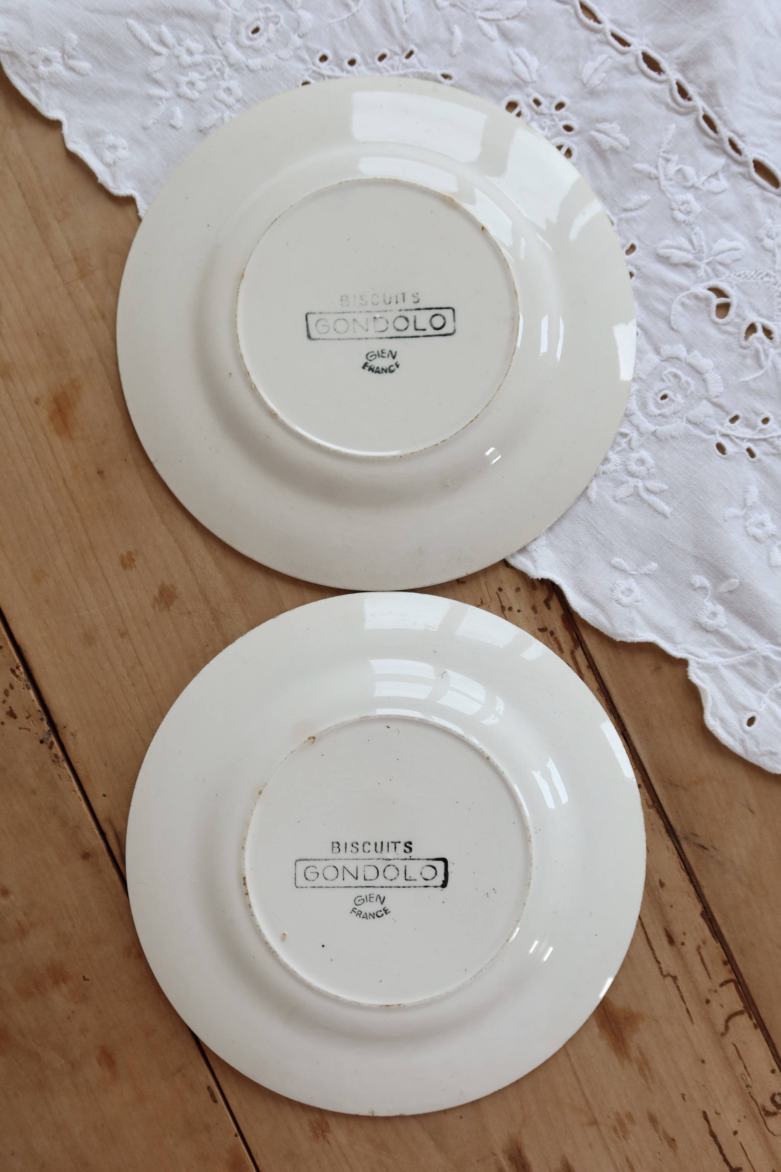 Vintage Gien Gondolo Biscuit dessert plate set