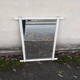 Large wooden mirror with bamboo effect painted in white, bohemian country decor