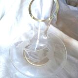 Mouth-blown glass decanter with grape and vine motif
