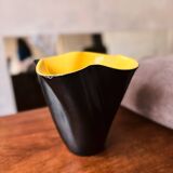 20th Century Elchinger Yellow And Black Vase