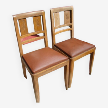 Pair of oak art deco chairs