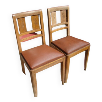 Pair of oak art deco chairs