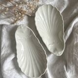 2 long shell dishes in old porcelain