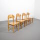 Set of Four Rainer Daumiller Pine Wood Dining Chairs, 1970s
