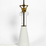 Large elegant 1960s KPM table lamp in porcelain and pleated silk lampshade
