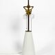 Large elegant 1960s KPM table lamp in porcelain and pleated silk lampshade