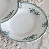 4 antique deep plates, ironstone, Saint Amand, 19th century.