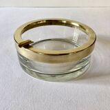 Large glass and brass ashtray
