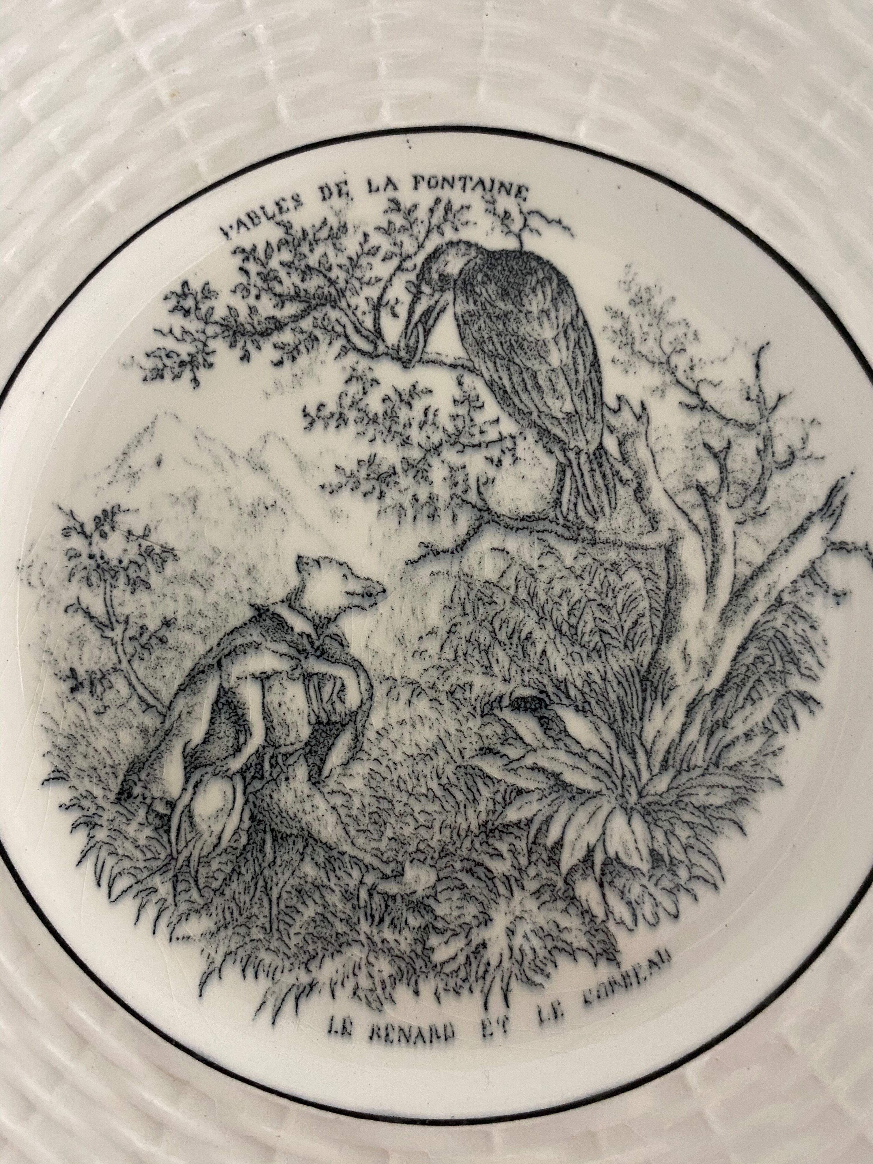 Old talking plate fable of the fountain the fox and the crow digoin sarguemines