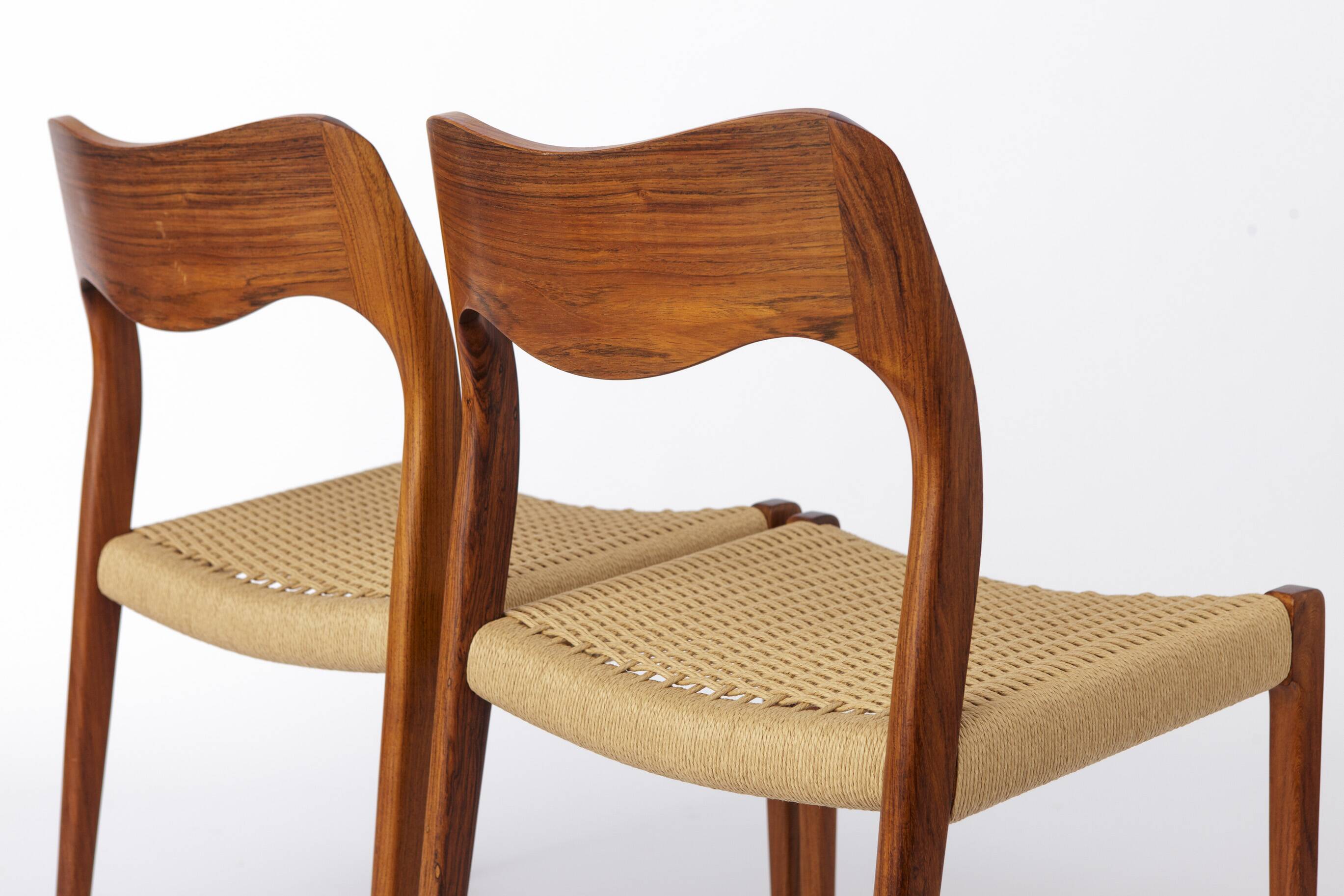 4 of 6 Niels Otto Møller Model 71 Chairs, 1960s Danish Mid Century Rosewood