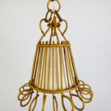 Vintage rattan pendant lamp 60s