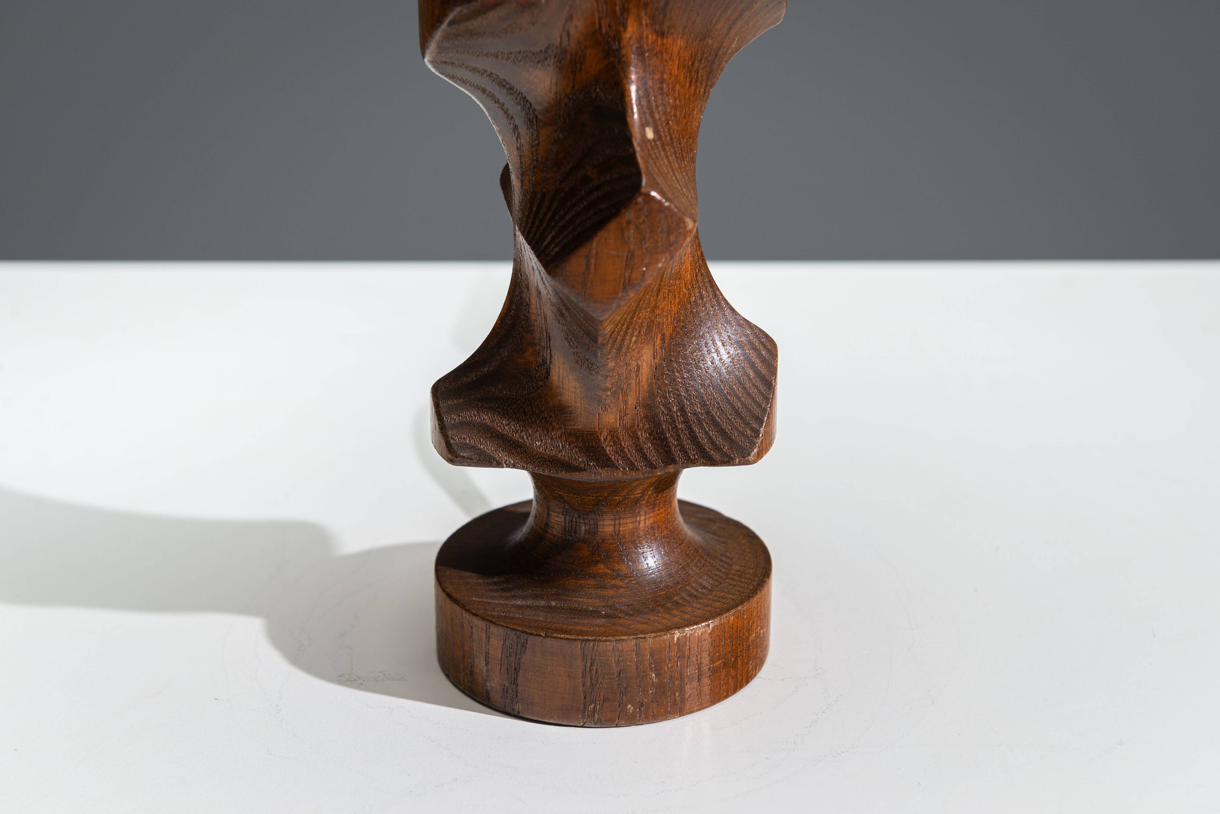 Mid-century brutalist wooden table lamp