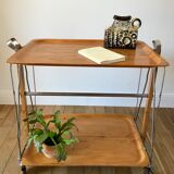 Scandinavian service in beech wood metal and metal upright in 60s