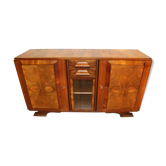 Buffet des années 50 en loupe de noyer, estampillé