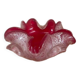 ashtray, empty pocket in red glass and Murano silver