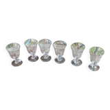 6 clear glass wine glasses with antique chiseled flower pattern