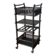 Vintage 50's black lacquered bamboo trolley