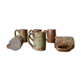 Set de 6 tasses en grès pyrité des années 60 /70