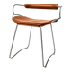 Table height stool with a backrest in aged silver metal and natural tan leather.