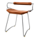 Table height stool with a backrest in aged silver metal and natural tan leather.