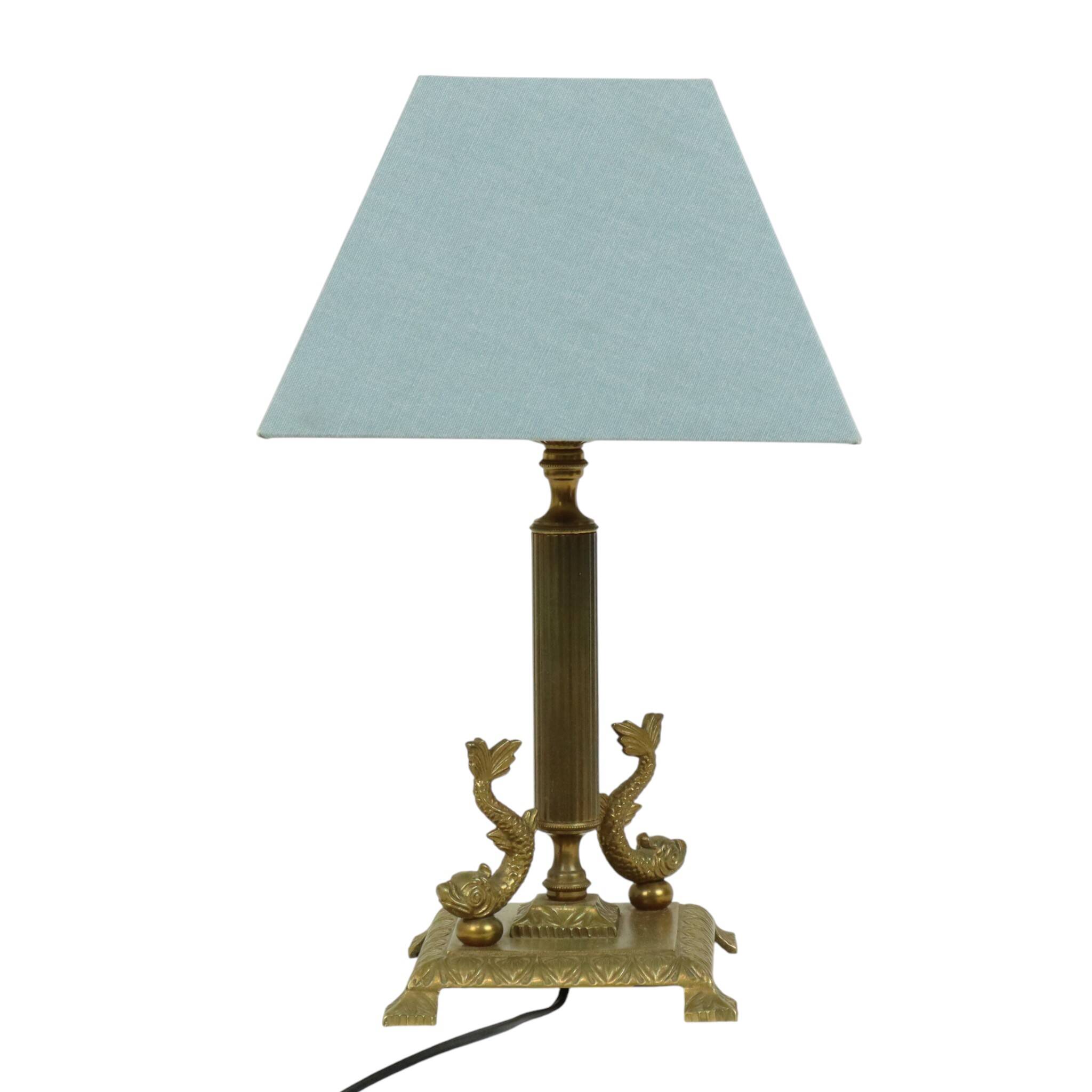 Vintage Brass Table Lamp Mythical Dolphin 41cm