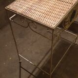 Side table welded metal and wicker