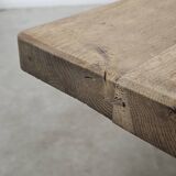 Large 19th century elm monastery table with solid top