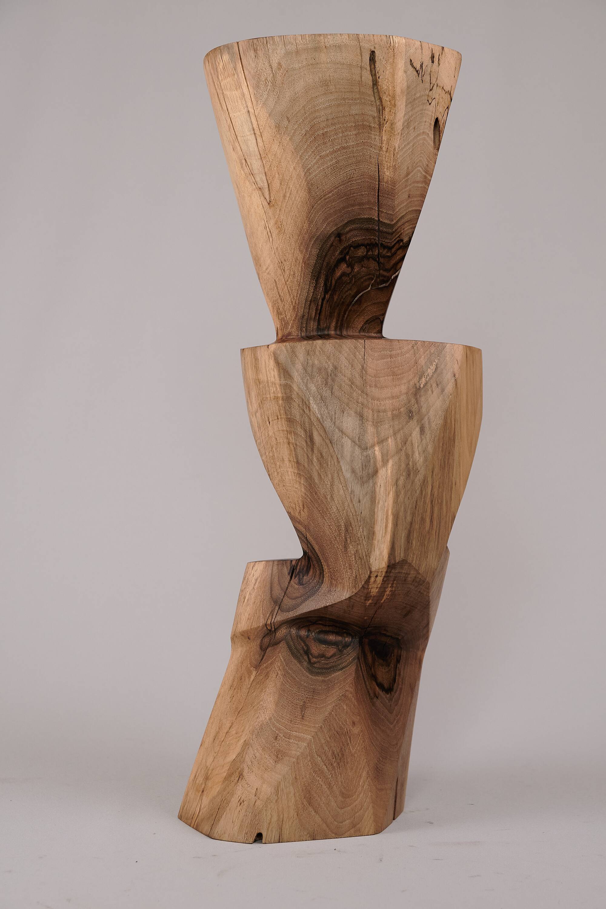 Solid wood sculptural side table, original contemporary design, logniture