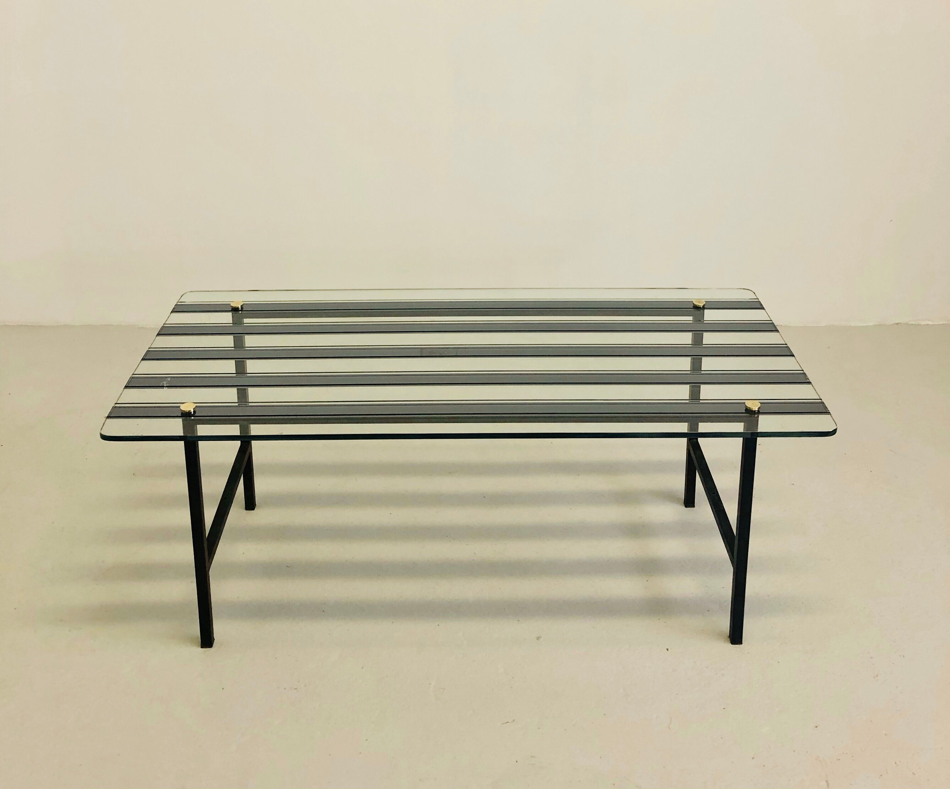 Glass and steel coffee table 1950