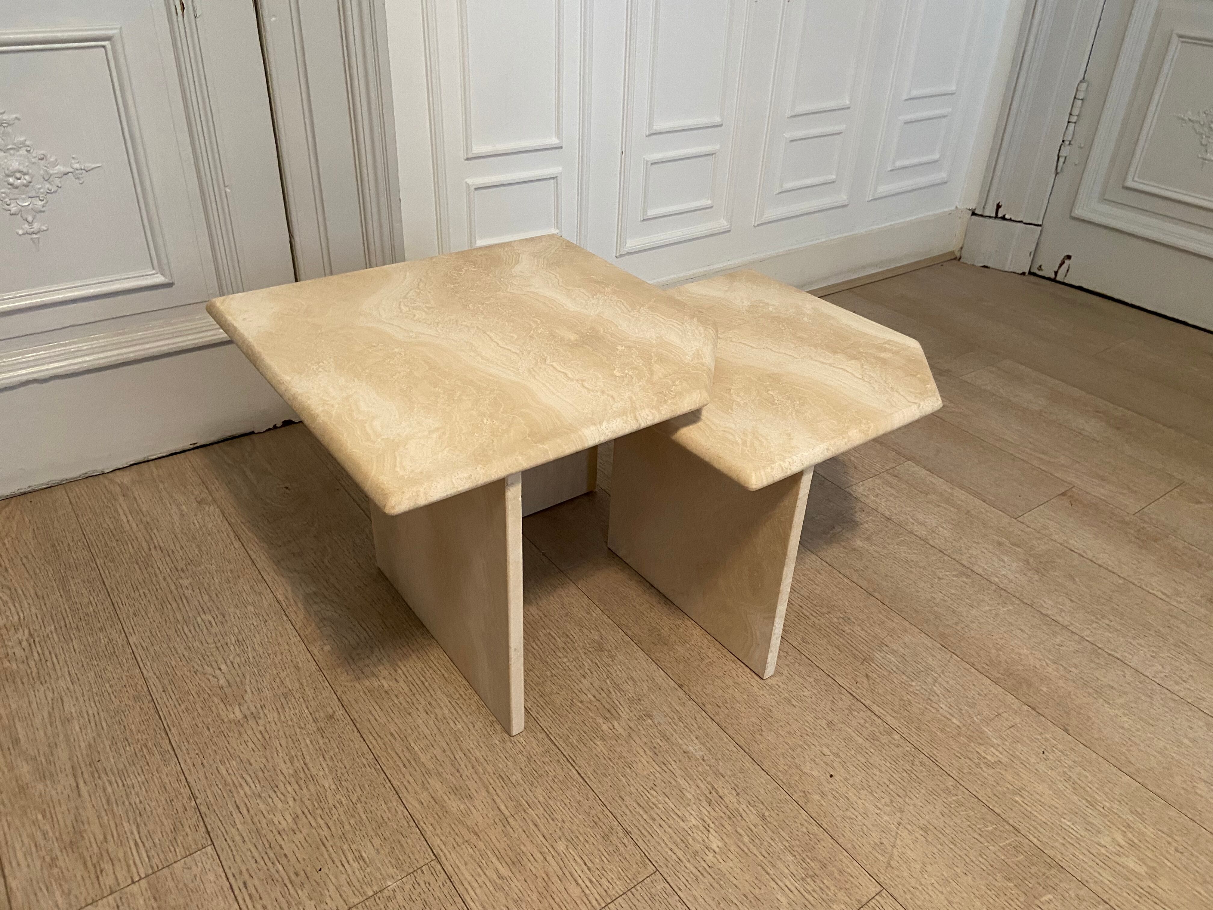 Travertine nesting tables, Italy, 1980s