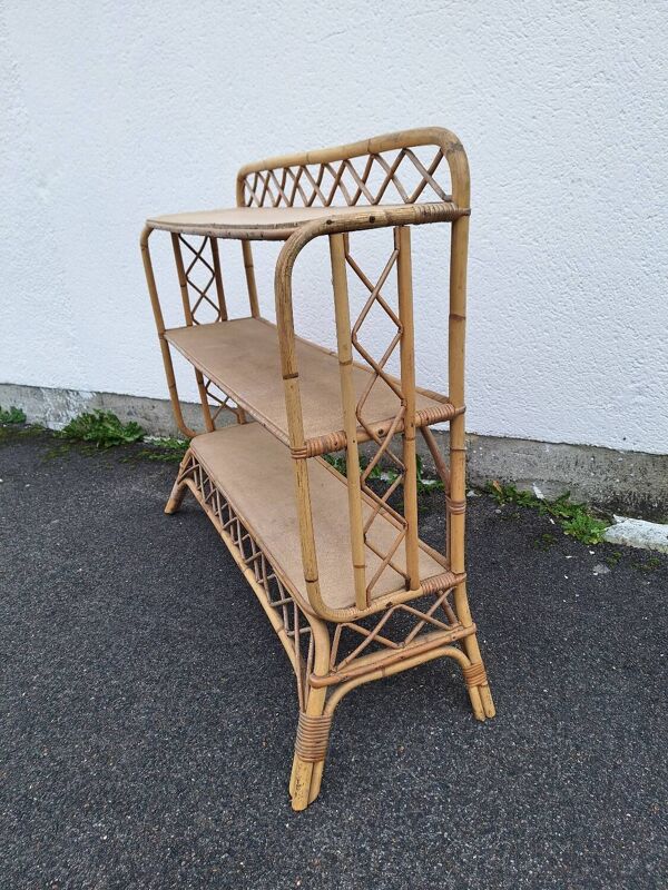 Étagère rotin vintage