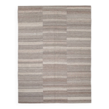 8x10 Brown & Beige Striped Large Kilim Rug, 225x309Cm