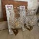 Pair of cut glass and Limoges porcelain wall sconces