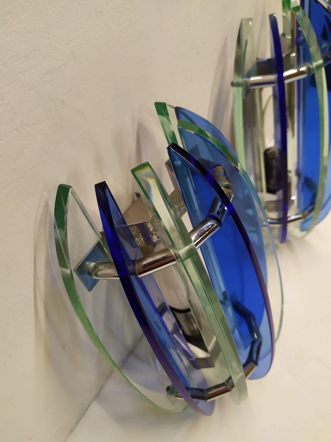 Two Veca wall lights, Italy, 1970s.