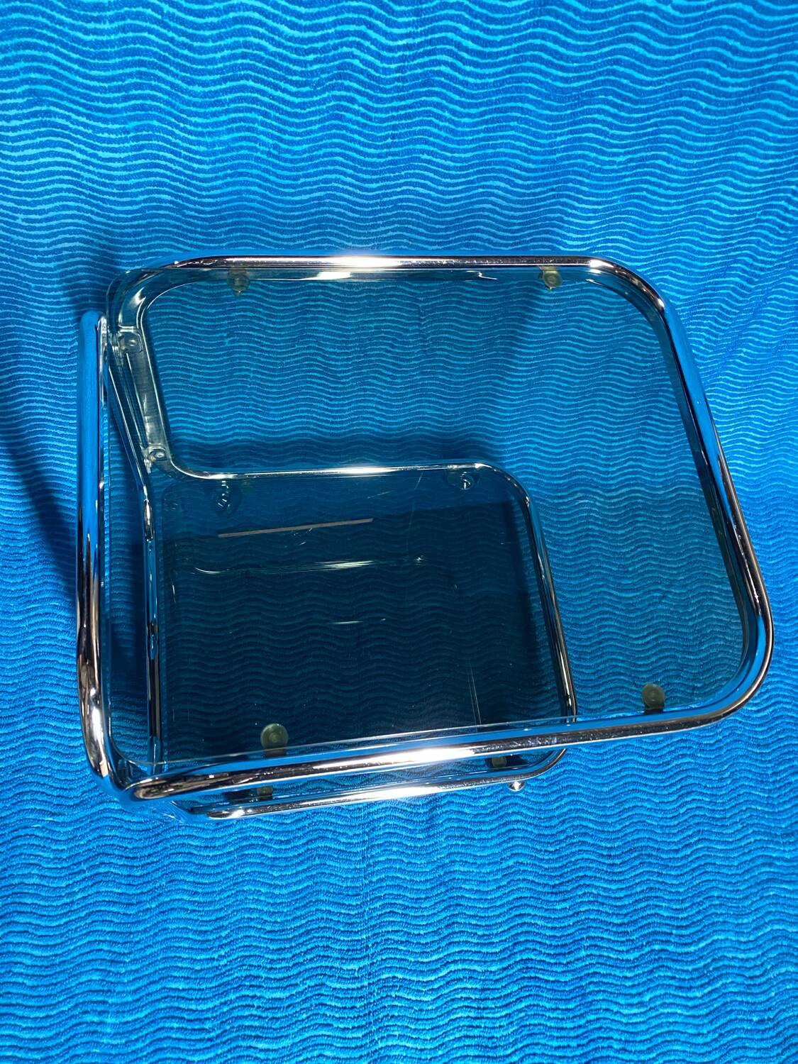 Vintage 1970 rectangular chrome oval profile rolling dessert trolley 2