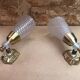 Pair of Old Brass Wall Lamp & Plexi Reflector 70s Vintage