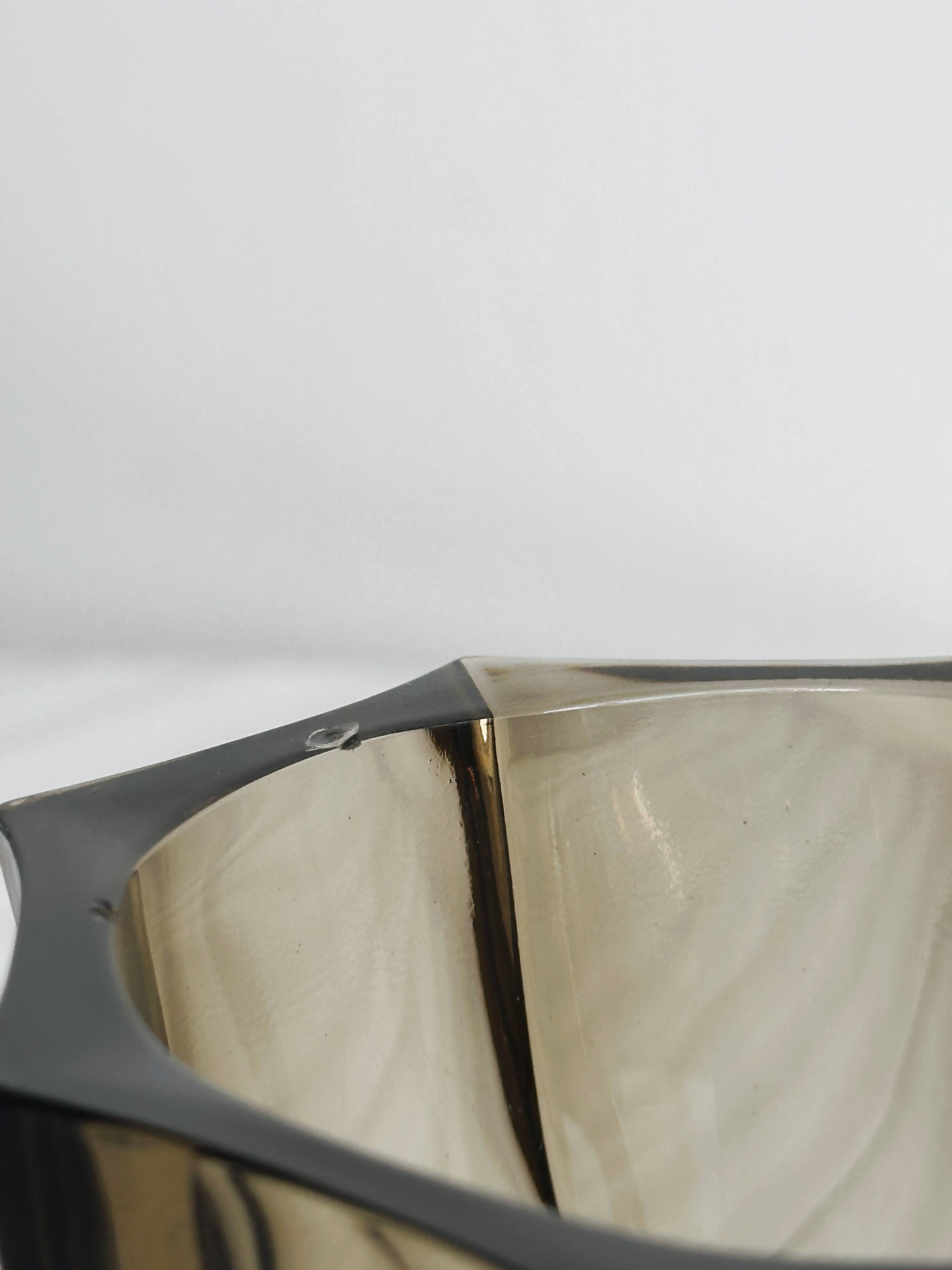 Thick smoked glass vase.