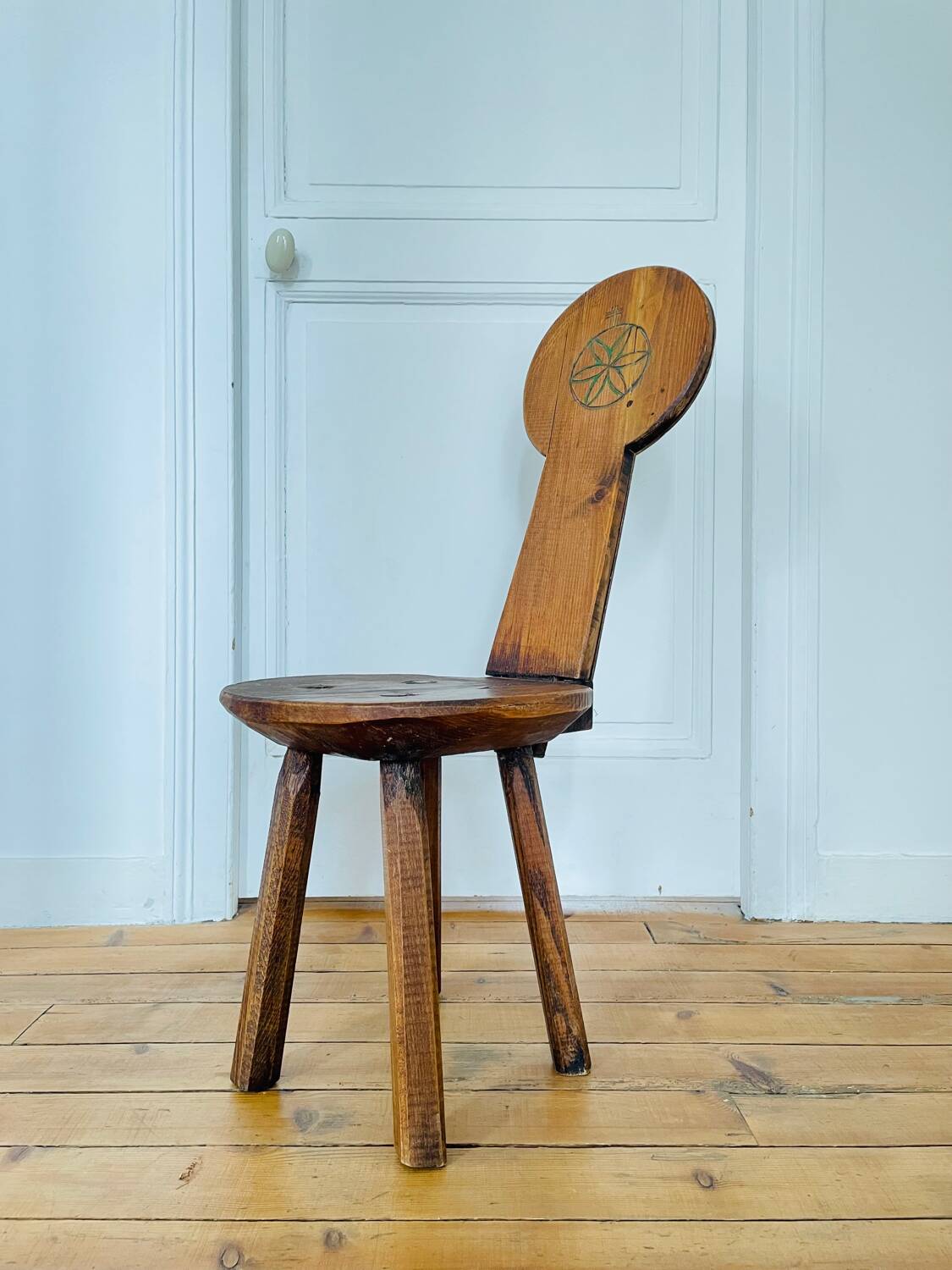Antique brutalist chair in pine and oak