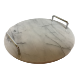 Marble dish with chrome metal handles