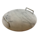 Marble dish with chrome metal handles