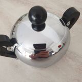 Alessi / Stainless steel and bakelite sugar bowl, "Bombé" collection