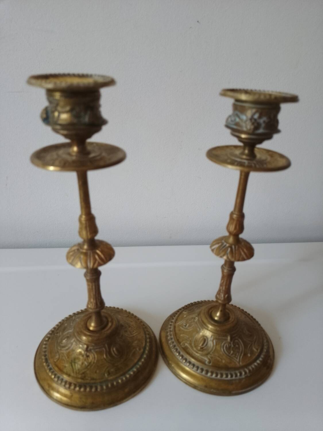 Brass collared candle holders