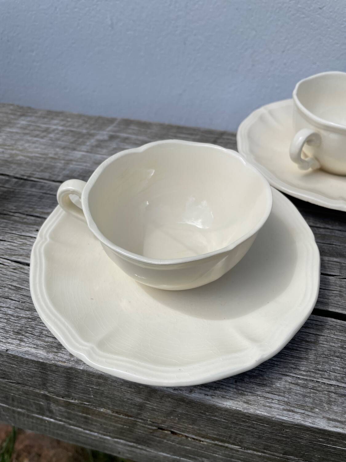 4 tasses beige Sarreguemines unies