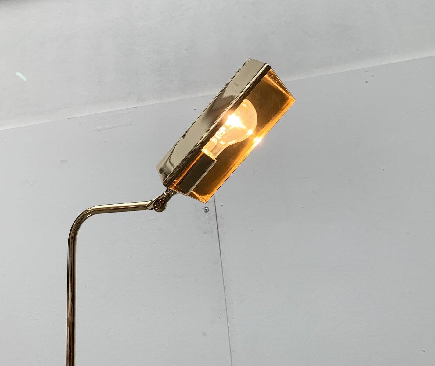 German Vintage Floor Lamp in Hollywood Regency Style in Brass by Florian Schulz