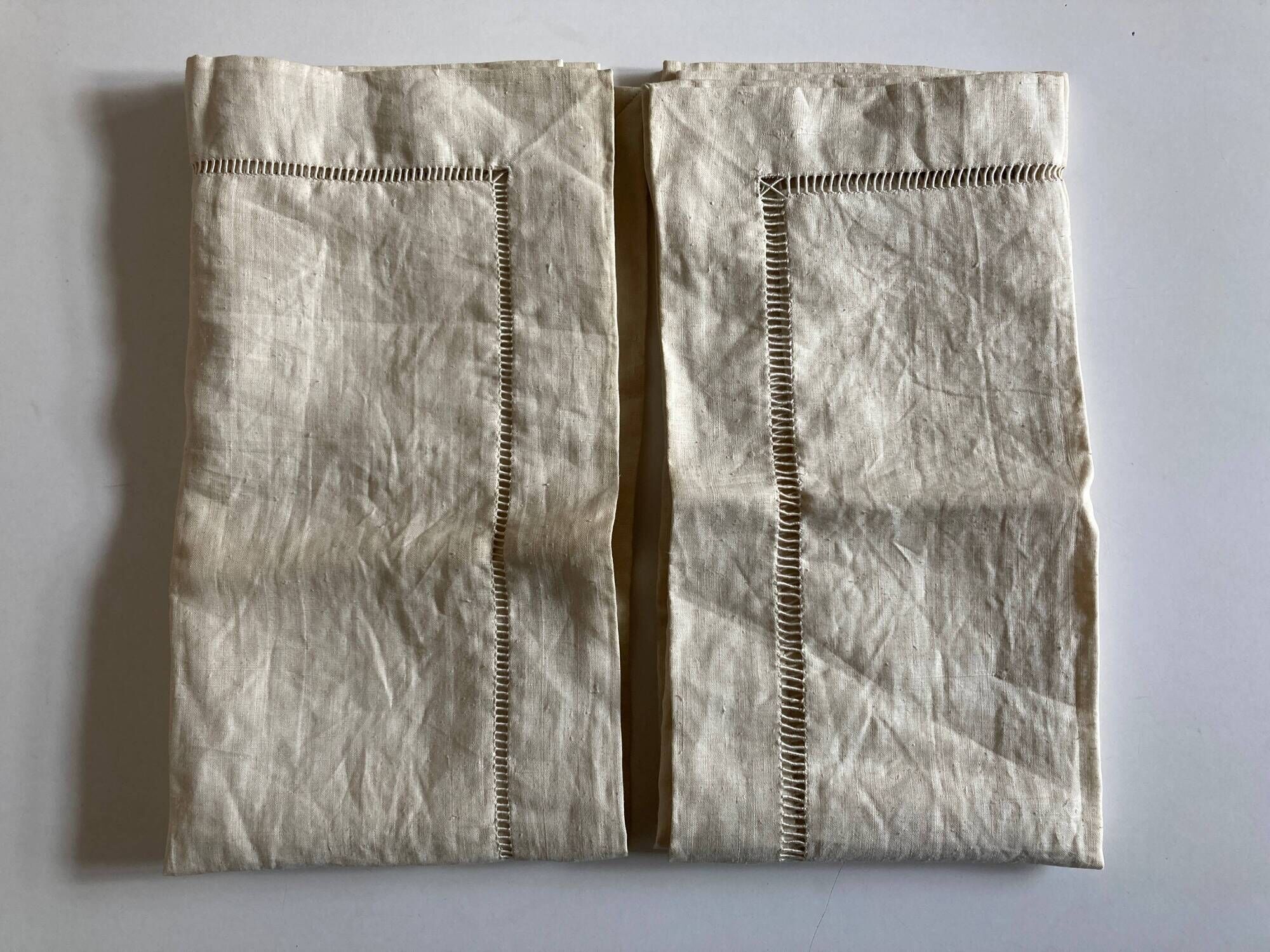 Pair of woven raw linen canvas pillowcases