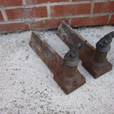 Pair of old cast-iron and bronze chenet