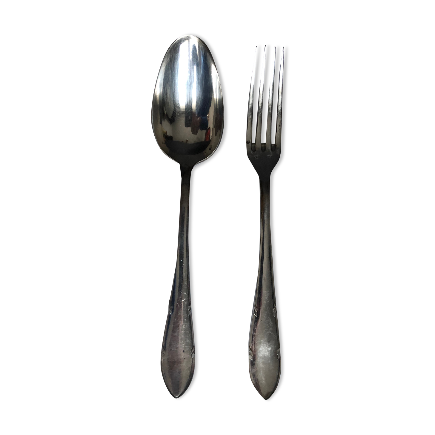 Set of twelve silver metal cutlery (24 pieces)