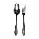 Set of twelve silver metal cutlery (24 pieces)