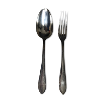 Set of twelve silver metal cutlery (24 pieces)