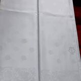 Party tablecloth - 2m30 x 5m30 - white damask monogrammed ct